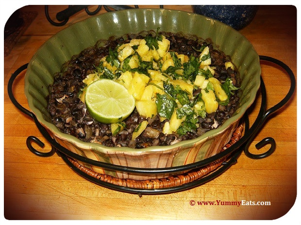 Cuban Black Beans with a fresh Pineapple and Cilantro topping