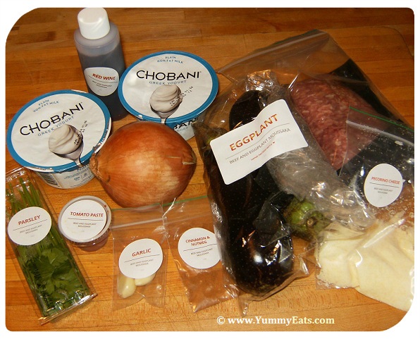 Ingredients for the Moussaka, from the Plated sub box