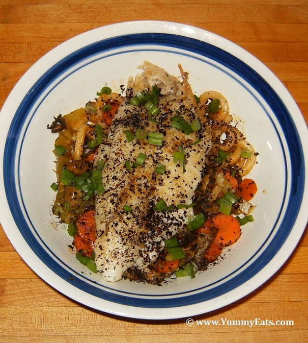 Seared Catfish with Udon Noodles : A Recipe from the Blue Apron Meal Delivery