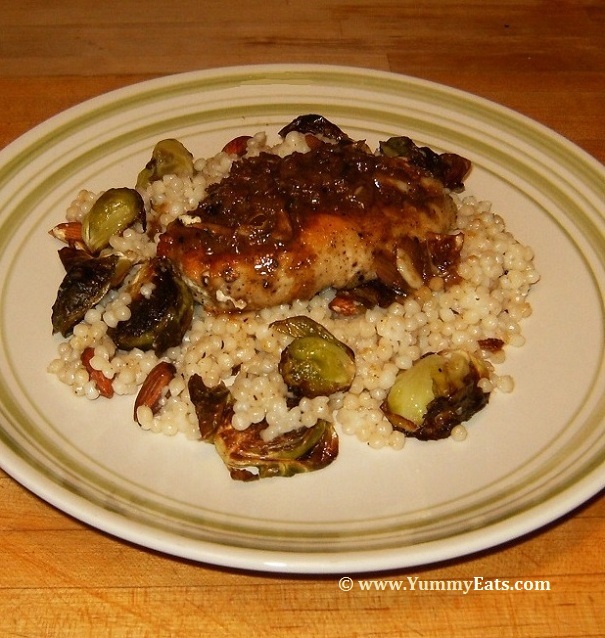 Za'atar-Spiced Chicken with Pearl Couscous and Brussels Sprouts, recipe from Blue Apron