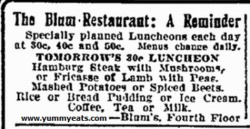 Restaurant Luncheon Menu 1908