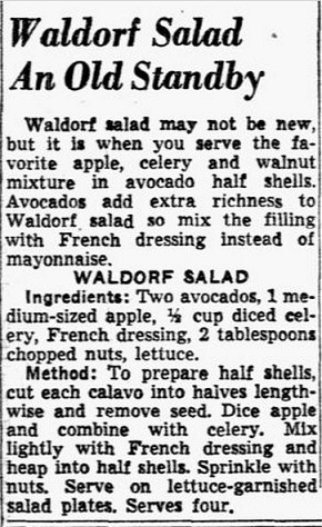 1952 Waldorf Salad recipe