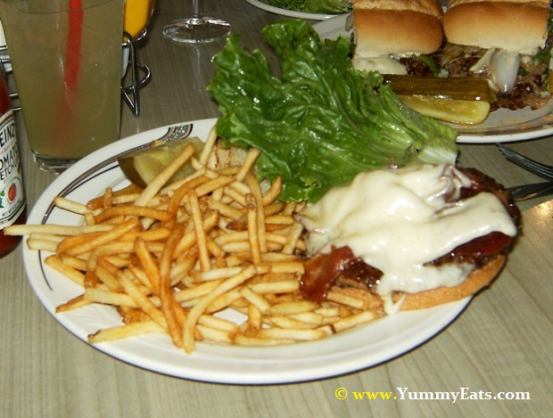 Diner-Style Bacon Cheeseburger with French Fries Plate