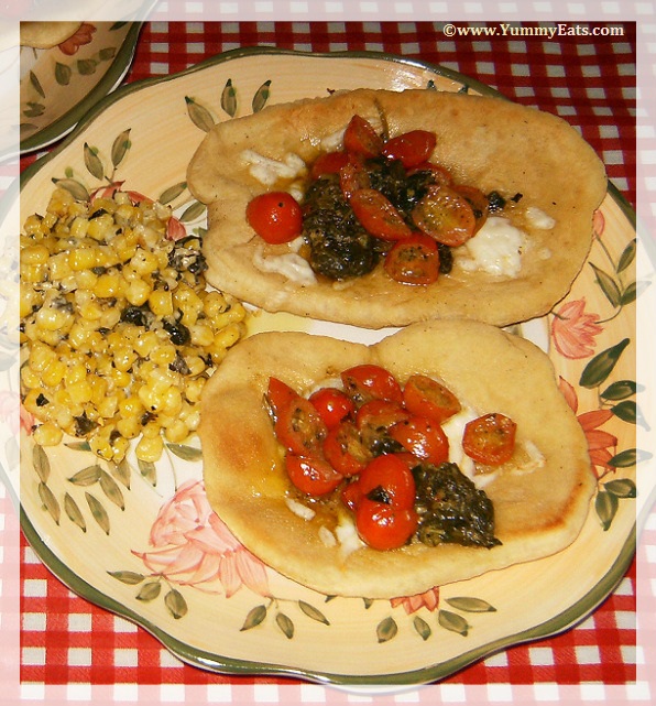 Pizza Dough Tostadas with Italian Street Corn on the side