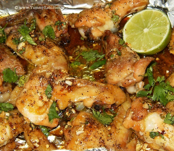 Delicious Asian-style Chicken Wings glazed in a honey-lime sauce with garlic and fresh cilantro.