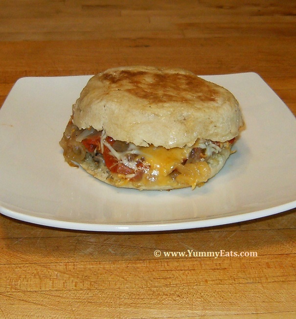 Original Melty-Me hamburger baked with three cheeses.