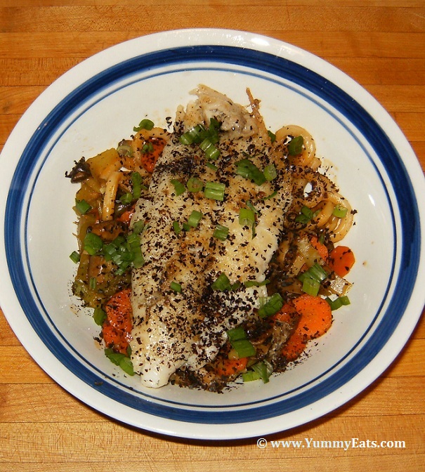 Seared Catfish with Udon Noodles : A Recipe from the Blue Apron Meal Delivery