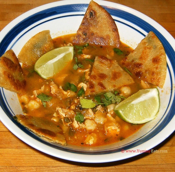 Chipotle Chicken Pozole with Crispy Quesadillas - a meal prepared from a Plated subscription box recipe.