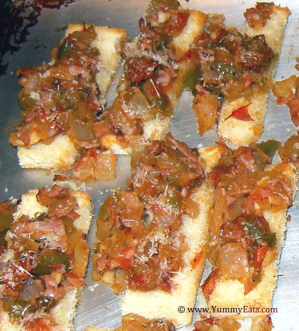 Creole Canapes recipe - a very yummy appetizer. Serve these tempting party bites hot!